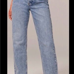 Abercrombie & Fitch The Dad High Rise, Blue Straight Leg Jeans